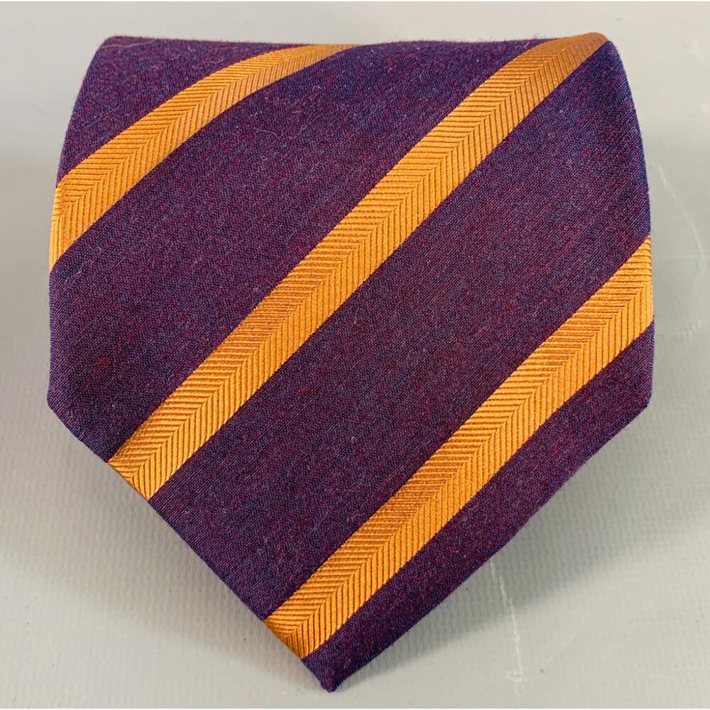 VALENTINO Navy Brown Diagonal Stripe Silk Tie